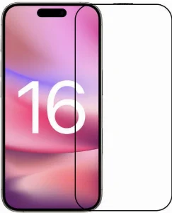 Apple iPhone 16 (6.1) Kırılmaz Cam Tam Kaplayan EKS Glass Ekran Koruyucu - Siyah