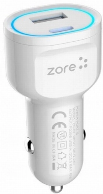 Zore CC-02 Hızlı Şarj Özellikli LED Işıklı QC 3.0 USB-A ve Type-C PD Araç Şarj Başlığı PD 20W