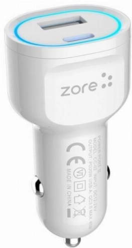 Zore CC-02 Hızlı Şarj Özellikli LED Işıklı QC 3.0 USB-A ve Type-C PD Araç Şarj Başlığı PD 20W