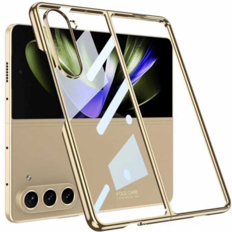 Galaxy Z Fold 5 Kılıf Zore Full Camlı Kıpta Kapak - Gold