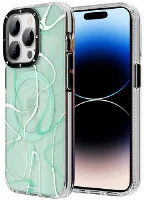 Apple iPhone 14 Pro Kılıf Magsafe Şarj Özellikli Youngkit Water-Ink Serisi Kapak - Yeşil