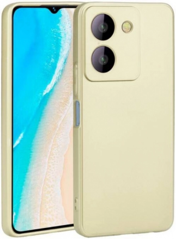 Vivo Y36 Kılıf İnce Soft Mat Renkli Esnek Silikon Kapak - Gold