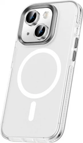 Apple iPhone 15 Plus Kılıf Airbagli Magsafe Wireless Şarj Özellikli Zore Klaptika Kapak - Şeffaf
