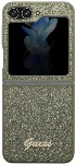 Galaxy Z Flip 5 Kılıf Guess Orjinal Lisanslı Yazı Logolu Glitter Flakes Kapak - Haki