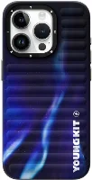 Apple iPhone 15 Pro Max Kılıf Kuzey Işıkları Desenli Youngkit Aurora Serisi Kapak - Mavi
