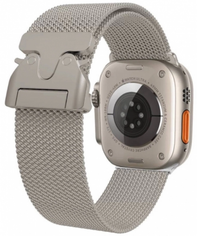 Apple Watch 10 46mm Zore KRD-25 Metal Hasır Kordon - Gri