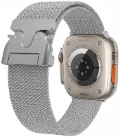 Apple Watch 10 46mm Zore KRD-25 Metal Hasır Kordon - Gümüş