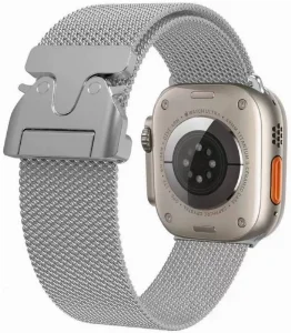 Apple Watch 10 46mm Zore KRD-25 Metal Hasır Kordon - Gümüş