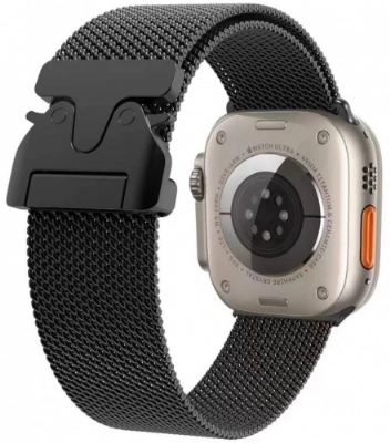 Apple Watch 10 46mm Zore KRD-25 Metal Hasır Kordon - Siyah