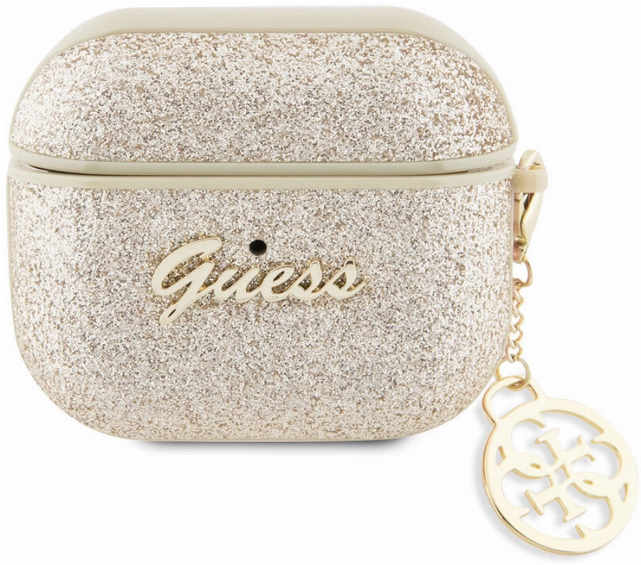 Apple Airpods 3. Nesil Kılıf GUESS Glitter 4G Charm Kapak - Gold