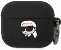 Apple Airpods 3. Nesil Kılıf Karl Lagerfeld Orjinal Lisanslı Karl 3D Silikon Kapak - Siyah