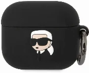 Apple Airpods 3. Nesil Kılıf Karl Lagerfeld Orjinal Lisanslı Karl 3D Silikon Kapak - Siyah