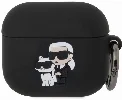 Apple Airpods 3. Nesil Kılıf Karl Lagerfeld Orjinal Lisanslı Karl & Choupette 3D Silikon Kapak - Siyah