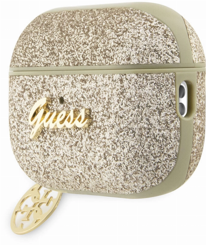 Apple Airpods Pro 2 Kılıf GUESS Glitter 4G Charm Kapak - Gold