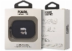 Apple Airpods Pro 2 Kılıf Karl Lagerfeld Orjinal Lisanslı Karl 3D Silikon Kapak - Siyah