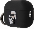 Apple Airpods Pro 2 Kılıf Karl Lagerfeld Orjinal Lisanslı Karl & Choupette 3D Silikon Kapak - Siyah