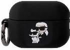 Apple Airpods Pro 2 Kılıf Karl Lagerfeld Orjinal Lisanslı Karl & Choupette 3D Silikon Kapak - Siyah