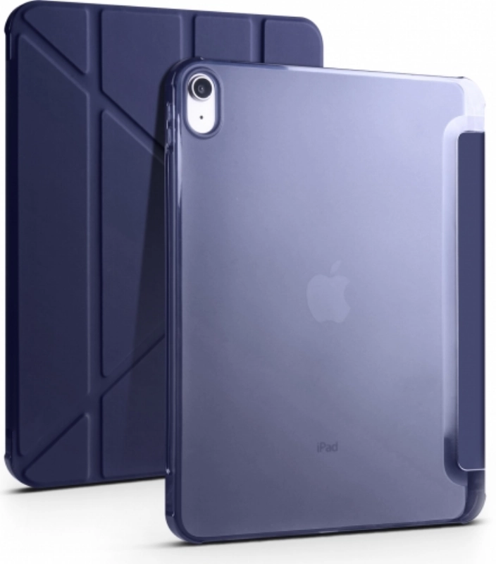 Apple iPad 10.9 2022 (10. Nesil) Tablet Kılıfı Standlı Tri Folding Kalemlikli Silikon Smart Cover - Lacivert