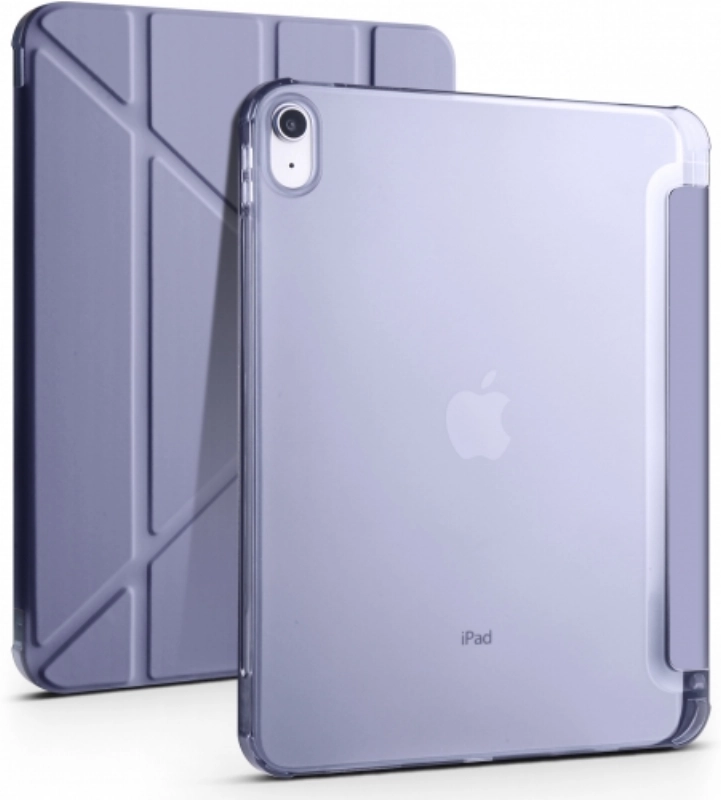 Apple iPad 10.9 2022 (10. Nesil) Tablet Kılıfı Standlı Tri Folding Kalemlikli Silikon Smart Cover - Mor