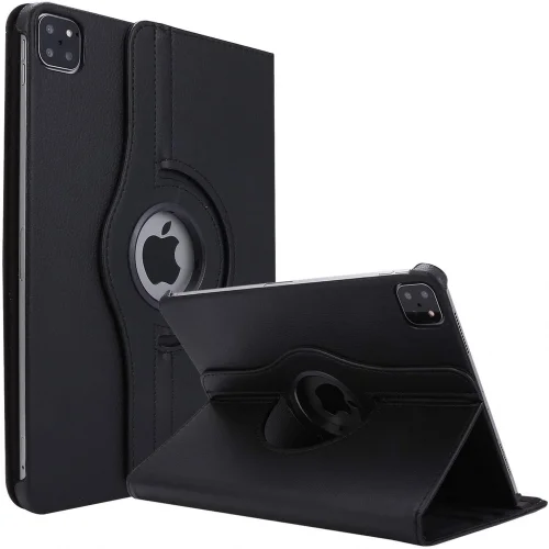 Apple iPad Pro 12.9 inç 2020 Tablet Kılıfı 360 Derece Dönebilen Standlı Kapak - Siyah