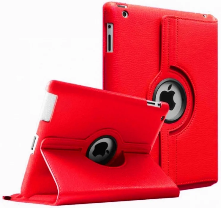 Apple iPad 3 Tablet Kılıfı 360 Derece Dönebilen Standlı Kapak - Kırmızı