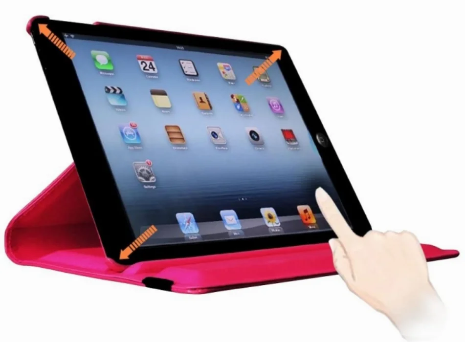 Apple iPad 3 Tablet Kılıfı 360 Derece Dönebilen Standlı Kapak - Kırmızı