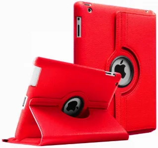 Apple iPad 4 Tablet Kılıfı 360 Derece Dönebilen Standlı Kapak - Kırmızı