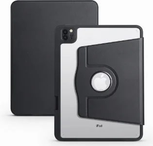 Apple iPad Air 10.9 2022 (5.Nesil) Tablet Kılıfı Termik Kalem Bölmeli Dönebilen Standlı Kapak - Siyah