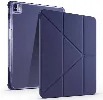 Apple iPad Air 11 2024 Tablet Kılıfı Standlı Tri Folding Kalemlikli Silikon Smart Cover - Gri