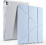 Apple iPad Air 11 2024 Tablet Kılıfı Standlı Tri Folding Kalemlikli Silikon Smart Cover - Mavi