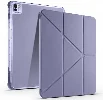 Apple iPad Air 11 2024 Tablet Kılıfı Standlı Tri Folding Kalemlikli Silikon Smart Cover - Mor