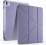 Apple iPad Air 11 2024 Tablet Kılıfı Standlı Tri Folding Kalemlikli Silikon Smart Cover - Mor