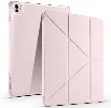 Apple iPad Air 11 2024 Tablet Kılıfı Standlı Tri Folding Kalemlikli Silikon Smart Cover - Rose Gold