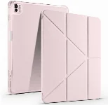 Apple iPad Air 11 2024 Tablet Kılıfı Standlı Tri Folding Kalemlikli Silikon Smart Cover - Rose Gold