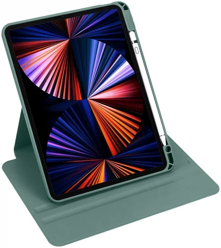 Apple iPad Air 11 2024 Tablet Kılıfı Termik Kalem Bölmeli Dönebilen Standlı Kapak - Gri