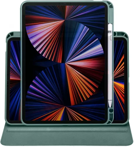 Apple iPad Air 11 2024 Tablet Kılıfı Termik Kalem Bölmeli Dönebilen Standlı Kapak - Lacivert