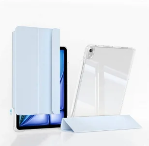 Apple iPad Air 13 2024 ​Kılıf Magnetik Ayrılabilen Airbagli Sliding Silikon Tablet Kapak - Mavi Açık