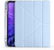 Apple iPad Air 4 10.9 inç 2020  Tablet Kılıfı Standlı Tri Folding Kalemlikli Silikon Smart Cover - Mavi