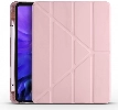 Apple iPad Air 4 10.9 inç 2020  Tablet Kılıfı Standlı Tri Folding Kalemlikli Silikon Smart Cover - Pembe