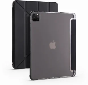 Apple iPad Air 4 10.9 inç 2020  Tablet Kılıfı Standlı Tri Folding Kalemlikli Silikon Smart Cover - Siyah
