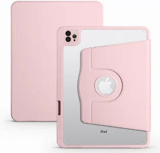 Apple iPad Air 4 10.9 inç 2020  Tablet Kılıfı Termik Kalem Bölmeli Dönebilen Standlı Kapak - Pembe