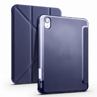 Apple iPad Mini 2021 (6.Nesil) Tablet Kılıfı Standlı Tri Folding Kalemlikli Silikon Smart Cover - Lacivert