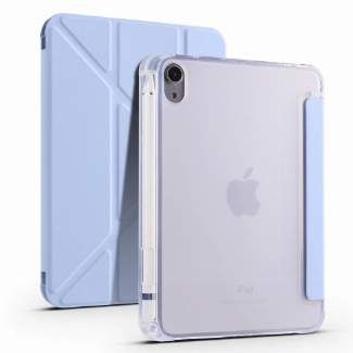 Apple iPad Mini 2021 (6.Nesil) Tablet Kılıfı Standlı Tri Folding Kalemlikli Silikon Smart Cover - Mavi