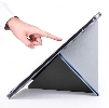 Apple iPad Pro 12.9 2021 (5. Nesil) Tablet Kılıfı Standlı Tri Folding Kalemlikli Silikon Smart Cover - Mavi