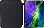 Apple iPad Pro 12.9 2021 (5. Nesil) Tablet Kılıfı Standlı Tri Folding Kalemlikli Silikon Smart Cover - Siyah