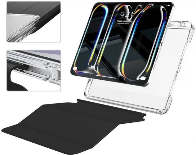 Apple iPad Pro 11 2024 ​Kılıf Magnetik Ayrılabilen Airbagli Sliding Silikon Tablet Kapak - Lavender