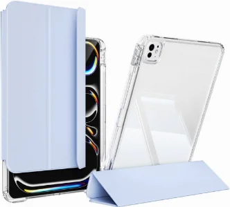 Apple iPad Pro 11 2024 ​Kılıf Magnetik Ayrılabilen Airbagli Sliding Silikon Tablet Kapak - Mavi Açık