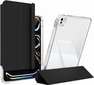Apple iPad Pro 11 2024 ​Kılıf Magnetik Ayrılabilen Airbagli Sliding Silikon Tablet Kapak - Siyah
