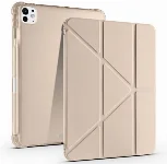 Apple iPad Pro 11 2024 Tablet Kılıfı Standlı Tri Folding Kalemlikli Silikon Smart Cover - Gold