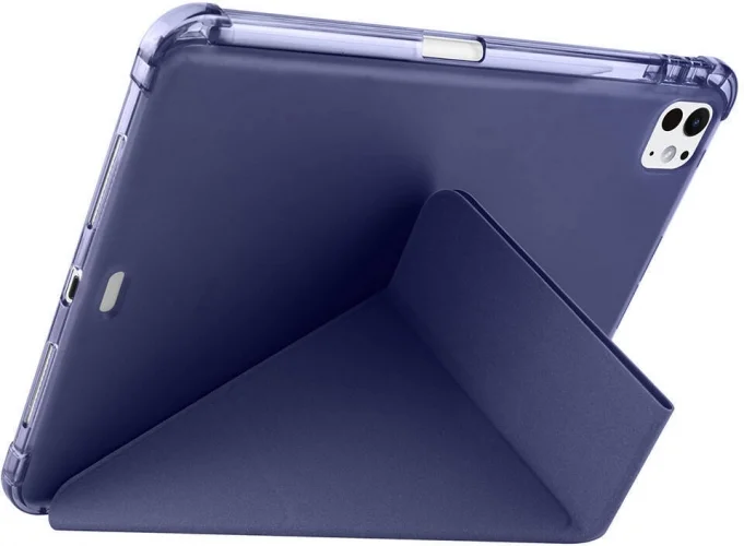 Apple iPad Pro 11 2024 Tablet Kılıfı Standlı Tri Folding Kalemlikli Silikon Smart Cover - Gold